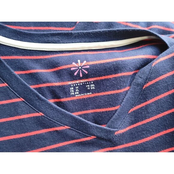 Isaac Mizrahi Live QVC Womens Top 1X Plus Tee Blue Stripe Cotton STR151E - Picture 6 of 9